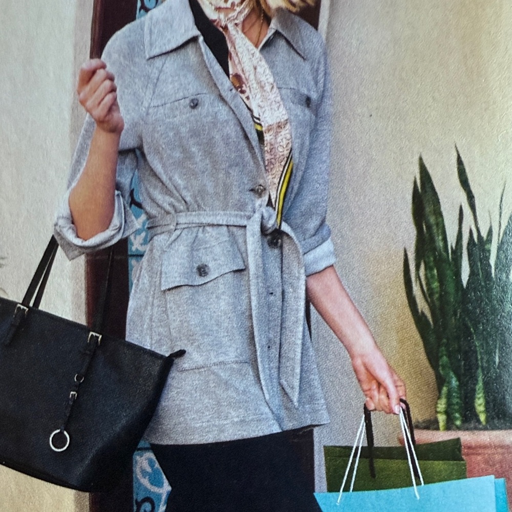 CAbi Light Gray Belted Jacket